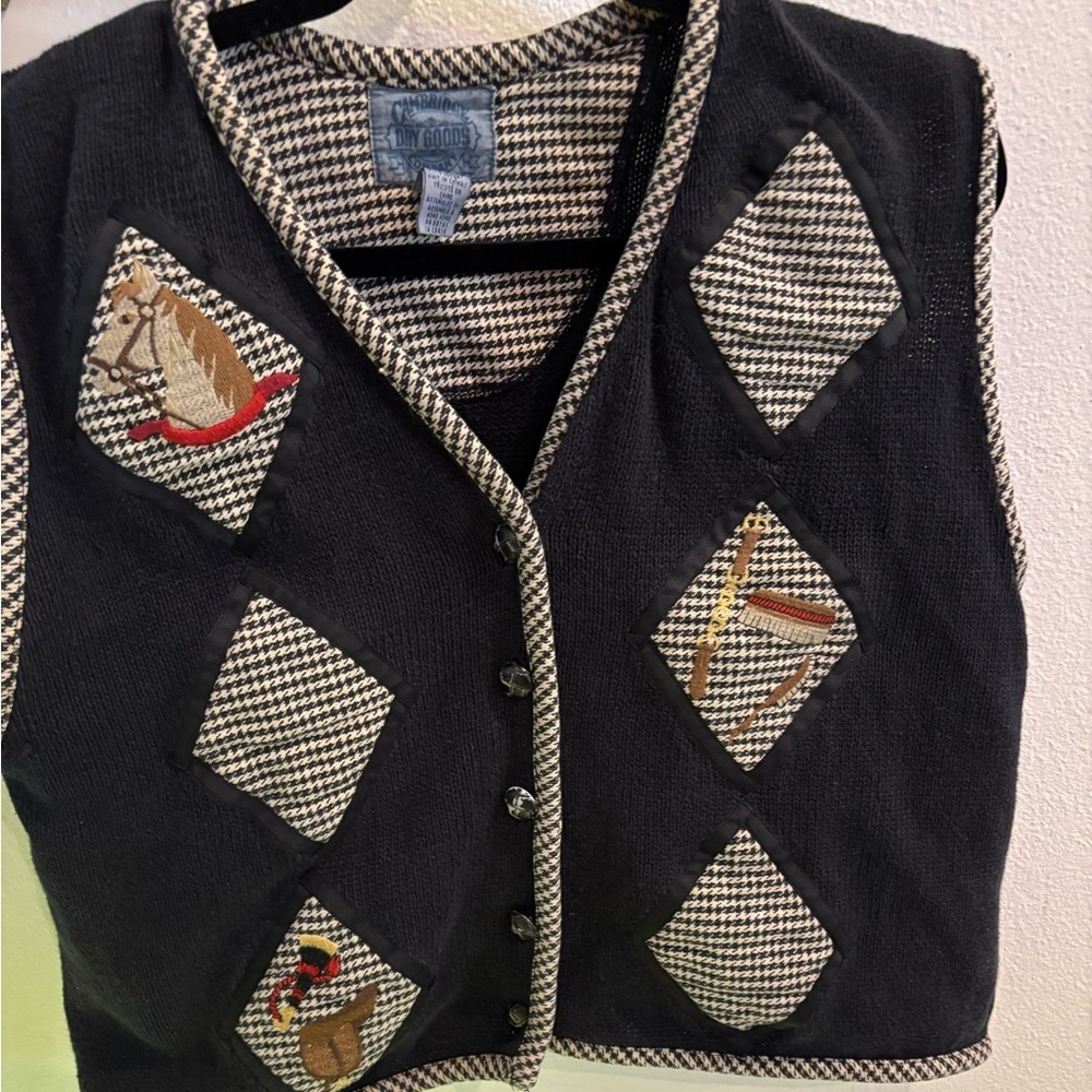 Cambridge Dry Goods Knit Vest Women’s Medium Vintage Equestrian Academia Preppy